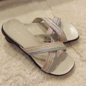 Madeline Multicolored Faux Snakeskin Flat Sandal … - image 1